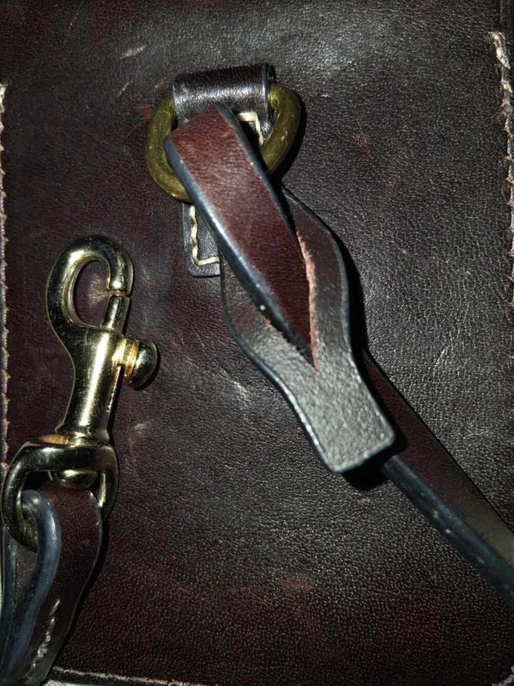 Dooney & Bourke Dark Brown Leather ? Card Holder Keychain Clip Luggage Tag